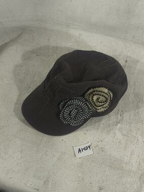 Women's Grey Cadet Adjustable Cap with Decorative Rosette Appliqués By Quagga